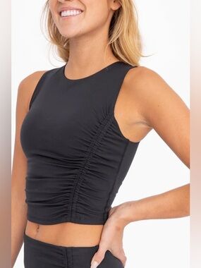Mono B Black Ruched Tank Top